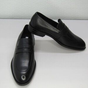 NEW HUGO BOSS Men’s Tayil Penny Loafers Black Leather Slip-On Dress Shoes Size 9